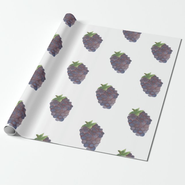Watercolor Blackberry Wrapping Paper for Gifts (Unrolled)