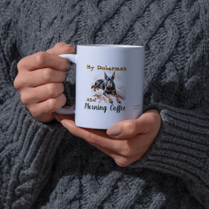 Watercolor Blacks/Brown Coffee and DOBERMAN Mug