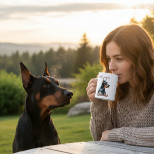 Watercolor Blacks/Brown Coffee and DOBERMAN Mug