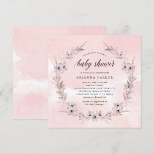 Watercolor Bliss Blush Pink Floral Baby Shower Invitation