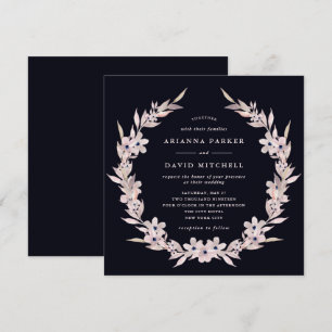 Watercolor Bliss   Blush Pink Floral Wreath Invitation