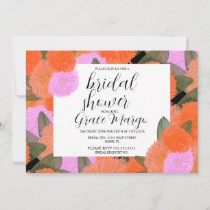 Watercolor Bloom Bouquet Carnation Bridal Shower B Invitation