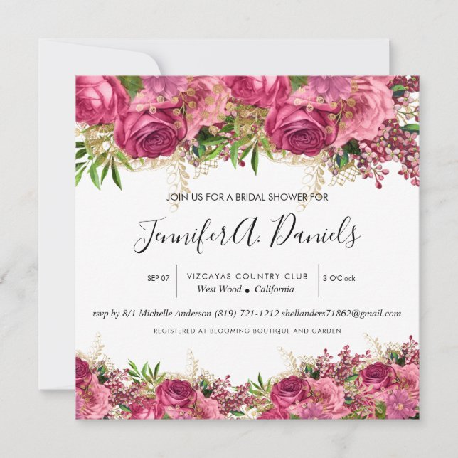 Watercolor Bloom Bridal Shower Invitation (Front)