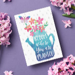 Watercolor Bloom Where You Are Planted Postcard<br><div class="desc">Bloom Where You Are Planted Postcard - A beautiful faux watercolor design postcard featuring a water can full of bloomed flowers and a butterfly. The Bloom where you are planted quote is about gratitude. It's about taking advantage of the opportunities that come your way and being grateful. This fresh and...</div>