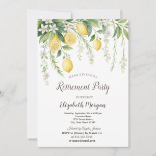 Watercolor Blooming Lemons Retirement  Invitation