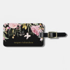 Watercolor Blooms | Pink and Gold Floral on Black