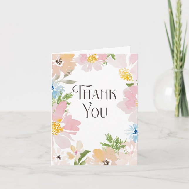 Watercolor blooms thank you (Front)