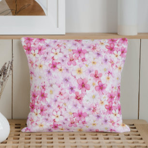 Watercolor Blossom Bliss Throw Pillow