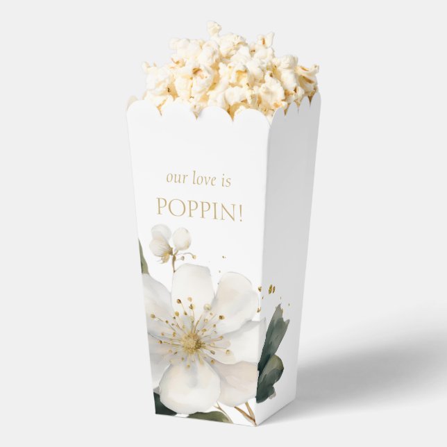 Watercolor Blossom & Faux Gold Splatter Wedding Favor Box (Popped)