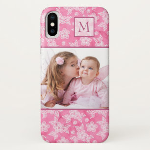 Watercolor Blossom Pink Monogram Photo Case-Mate iPhone Case