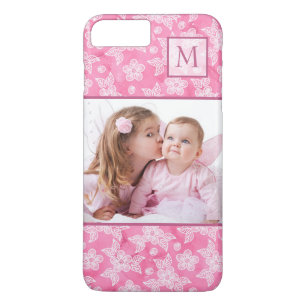 Watercolor Blossom Pink Monogram Photo Case-Mate iPhone Case