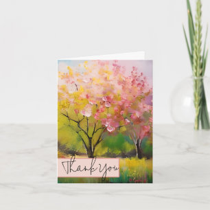 Watercolor blossoming trees customizable card