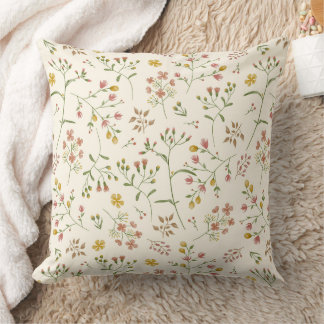 Watercolor Blossoms Pattern Throw Pillow