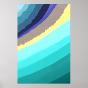 Watercolor Blue Abstract Art Natural Ocean Waves Poster