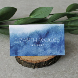 Watercolor Blue Abstract Ocean Professional  Business Card