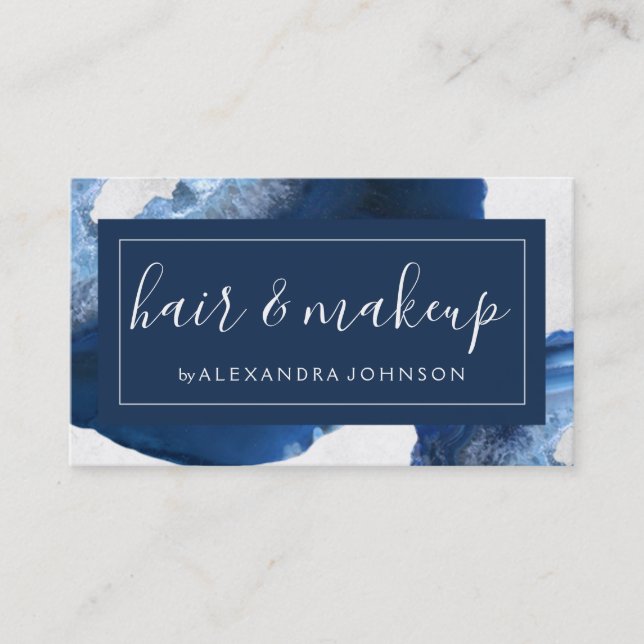 Watercolor Blue Agate Geode Business Card (Front)