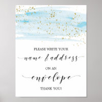 Watercolor Blue and Gold Address An Envelope Sign