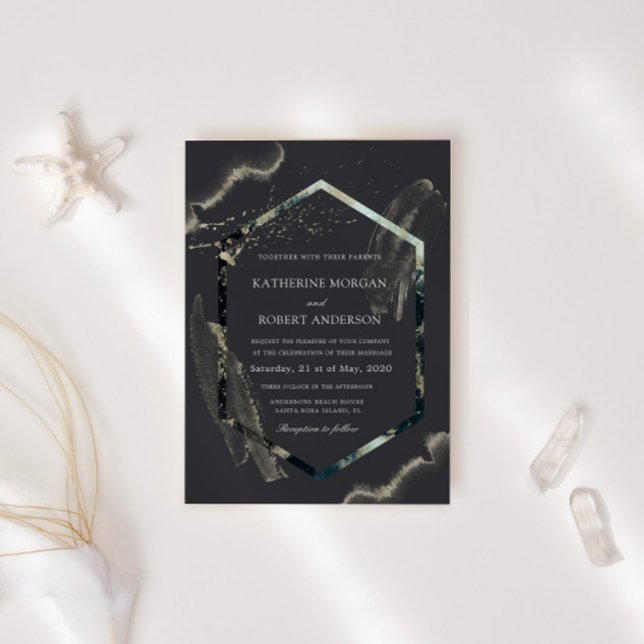 Watercolor Blue and Gold Minimalistic Wedding Invitation (Creator Uploaded)