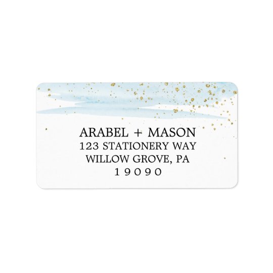 Watercolor Blue and Gold Sparkle Wedding