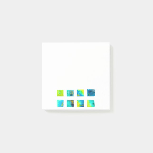 watercolor blue and green squares post-it notes (Front)