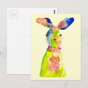 watercolor blue and green squares postcard