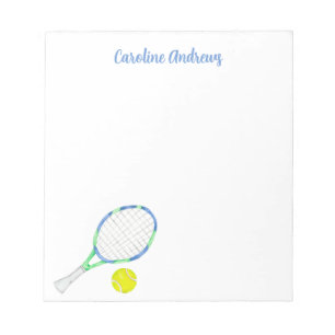 Watercolor Blue and Green Tennis Personalized Notepad