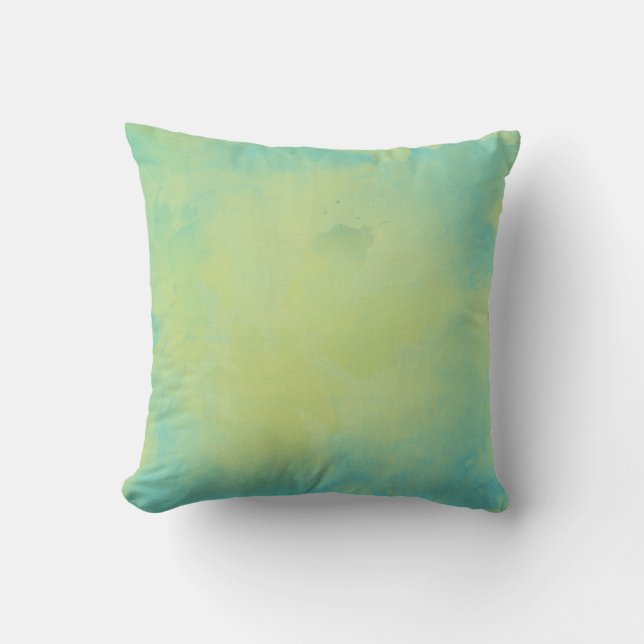 Watercolor Blue And Green Throw Pillow (Front)