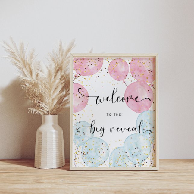 Watercolor Blue and Pink Gender Reveal Welcome  Poster (Creator Uploaded)