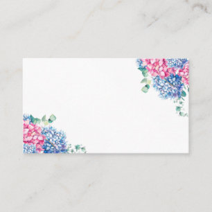 Watercolor Blue and PInk Hydrangea Wedding Place Card