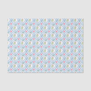 Watercolor Blue and Pink Ribbon & Holly Tissue Paper