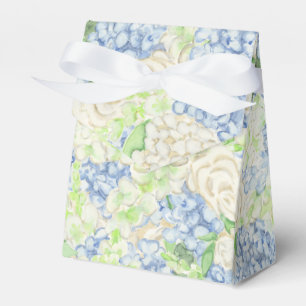 Watercolor Blue and White Hydrangea Crest Favor Box