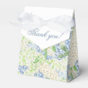 Watercolor Blue and White Hydrangea Crest Favor Box