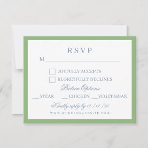 Watercolor Blue and White Hydrangea Crest Wedding RSVP Card