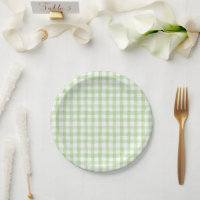 Watercolor Blue and White Hydrangea Green Gingham