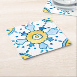 Watercolor Blue and Yellow Moroccan Tile Pattern Square Paper Coaster<br><div class="desc">Add a pop of colour and style to your home or office with our watercolor Moroccan tile pattern coaster. Featuring a watercolor blend of blue, yellow, and white hues in a timeless Moroccan tile design, this coaster not only protects your surfaces but also brings a touch of elegance to any...</div>