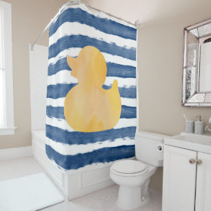 Watercolor Blue and Yellow Rubber Duck