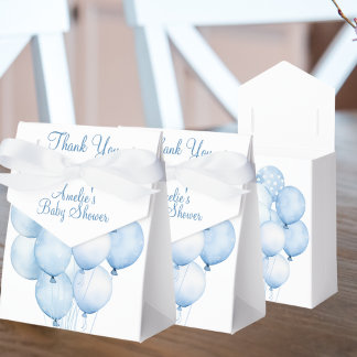 Watercolor Blue Balloons Thank You Baby Shower  Favor Box