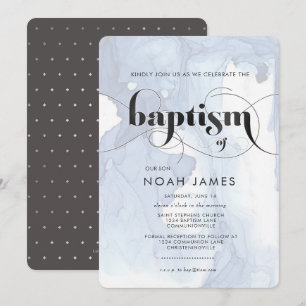 Watercolor Blue Baptism Invitation