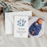 watercolor blue baptism photo thank you card<br><div class="desc">watercolor blue floral baptism thank you photo card design. The text and wording along with other features of this design can be customized.</div>