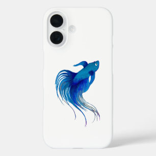 Watercolor Blue Betta Fish iPhone 16 Case