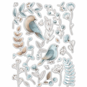 Watercolor blue bird clip art 