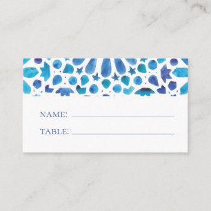 Watercolor Blue Boho Tile Place Card