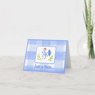 Watercolor Blue Border Blue Hen Check  Note Card
