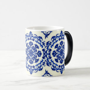 Watercolor Blue Botanical Frosted Glass Mug