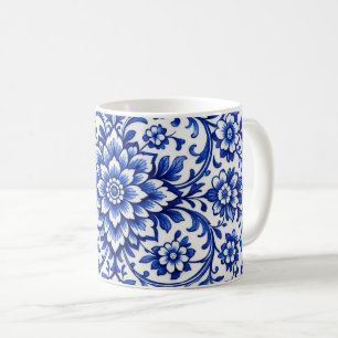 Watercolor Blue Botanical Frosted Glass Mug