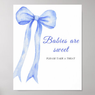 Watercolor blue bow - babies are sweet poster