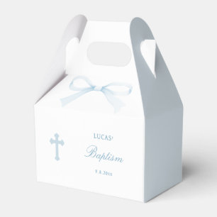 Watercolor Blue Bow Baptism Small Gable Favor Box