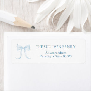 Watercolor blue bow return address label