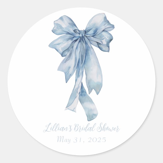 Watercolor Blue Bow Stickers (Front)