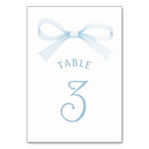 Watercolor Blue Bow Table Number